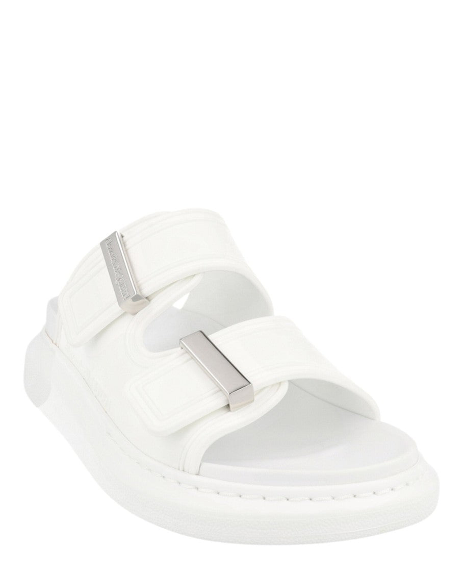 Alexander Mcqueen Stylish Dual Vamp Slides With Engraved Hardware