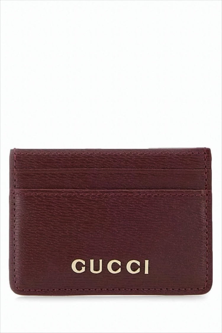Gucci Textured Leather Card Wallet With Metallic Logo Detail
