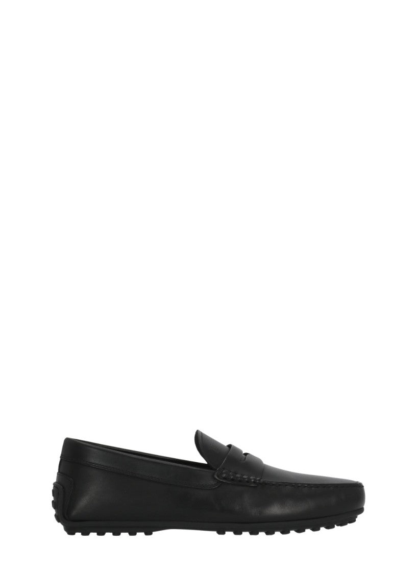 Tod's Black Embossed Logo Loafers