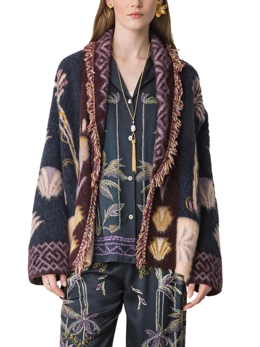 Forte Forte Jacquard Long Cardigan In Soft Baby Alpaca