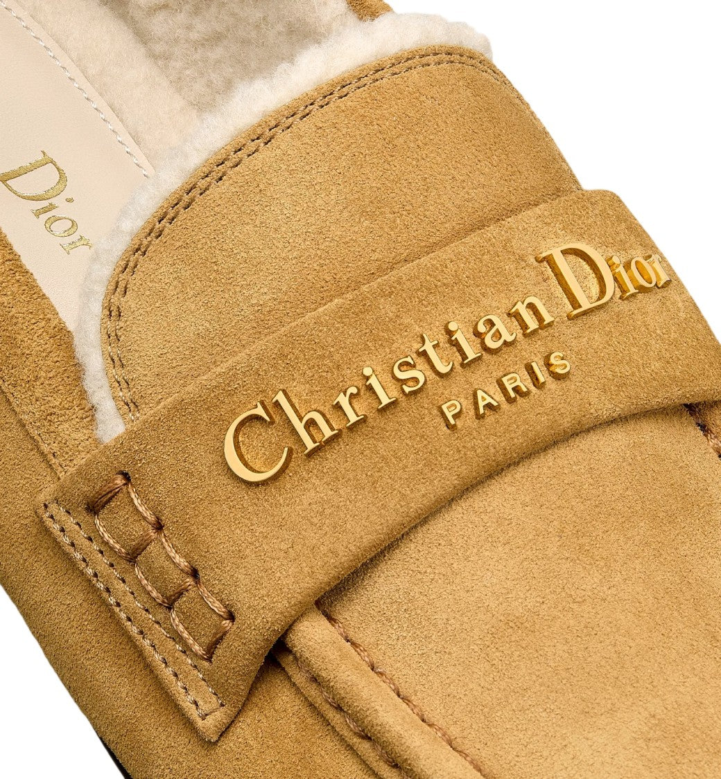 Christian Dior Tan Classic Suede Shearling Lined Loafers