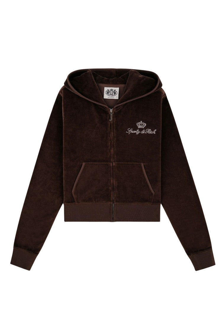 S&R X Juicy Couture Juicy Script Crystal Velour Zip Hoodie