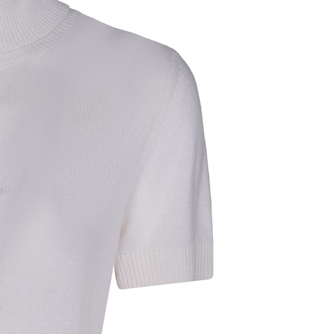 Allude Short-Sleeved Turtleneck Sweater With Ribbed Detailing