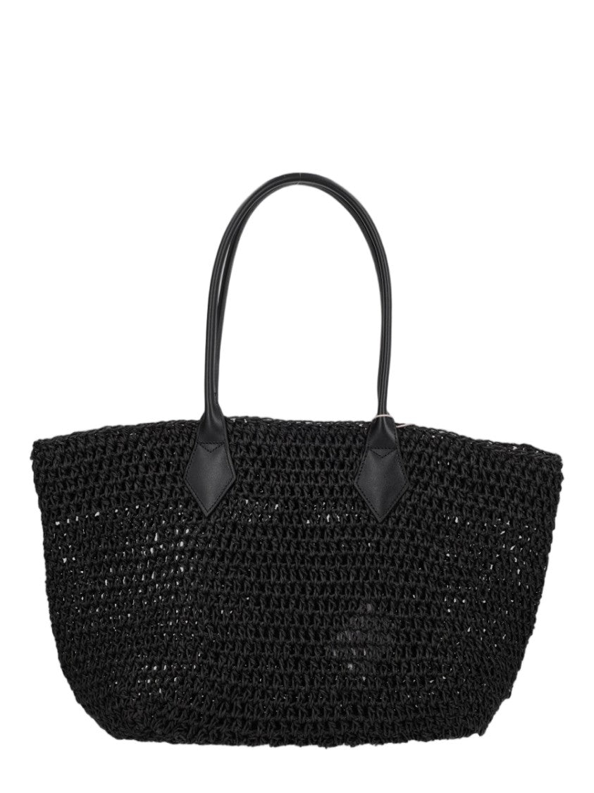 Vivienne Westwood Black Woven Paper Textured Handbag