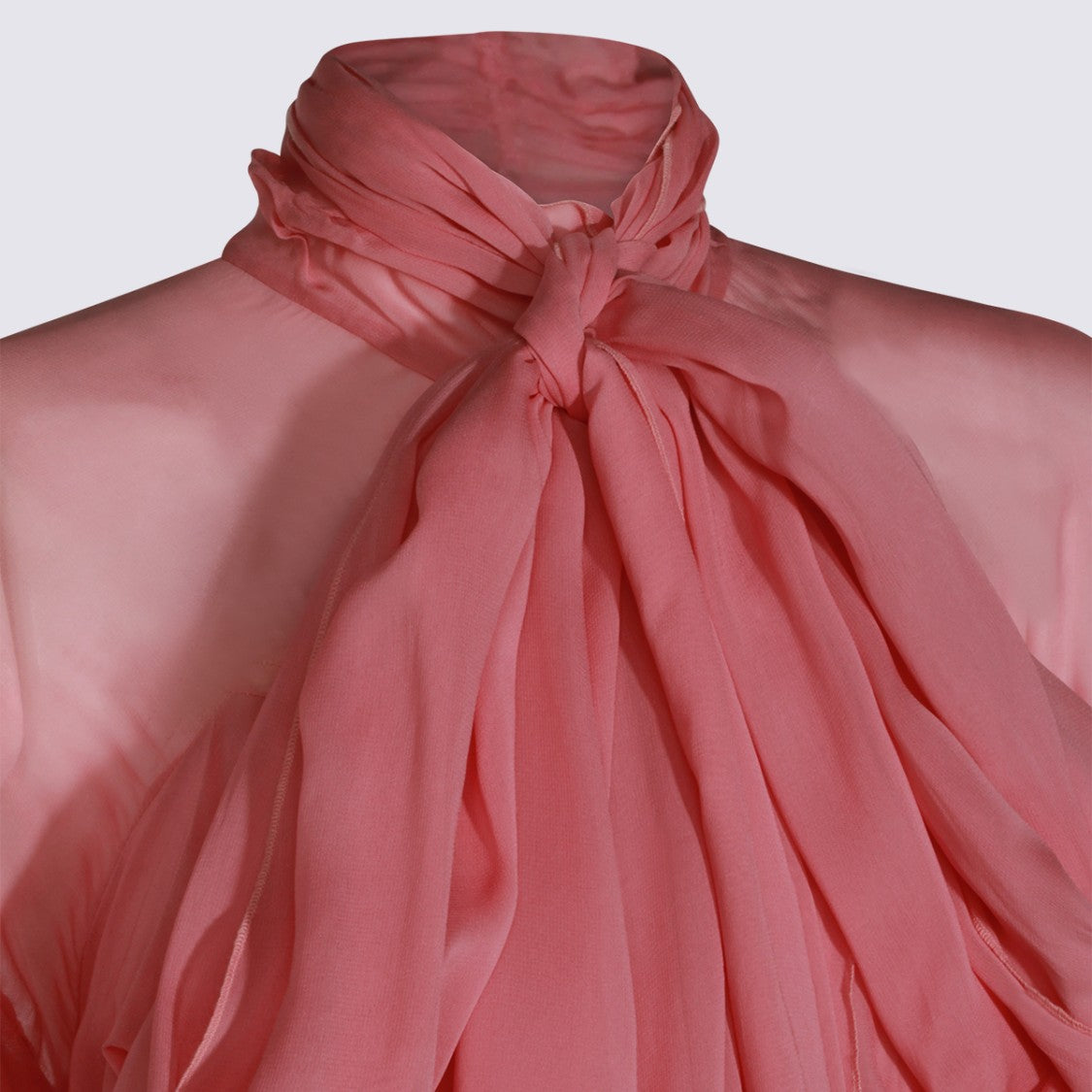 Blumarine Layered Sheer Top With High Neckline