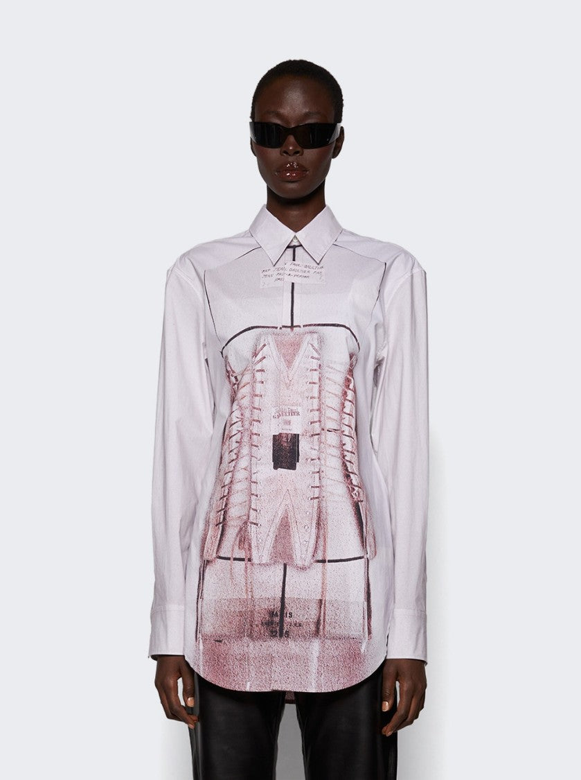 Jean Paul Gaultier Trompe L'oeil Corset Shirt Dusty Pink And White