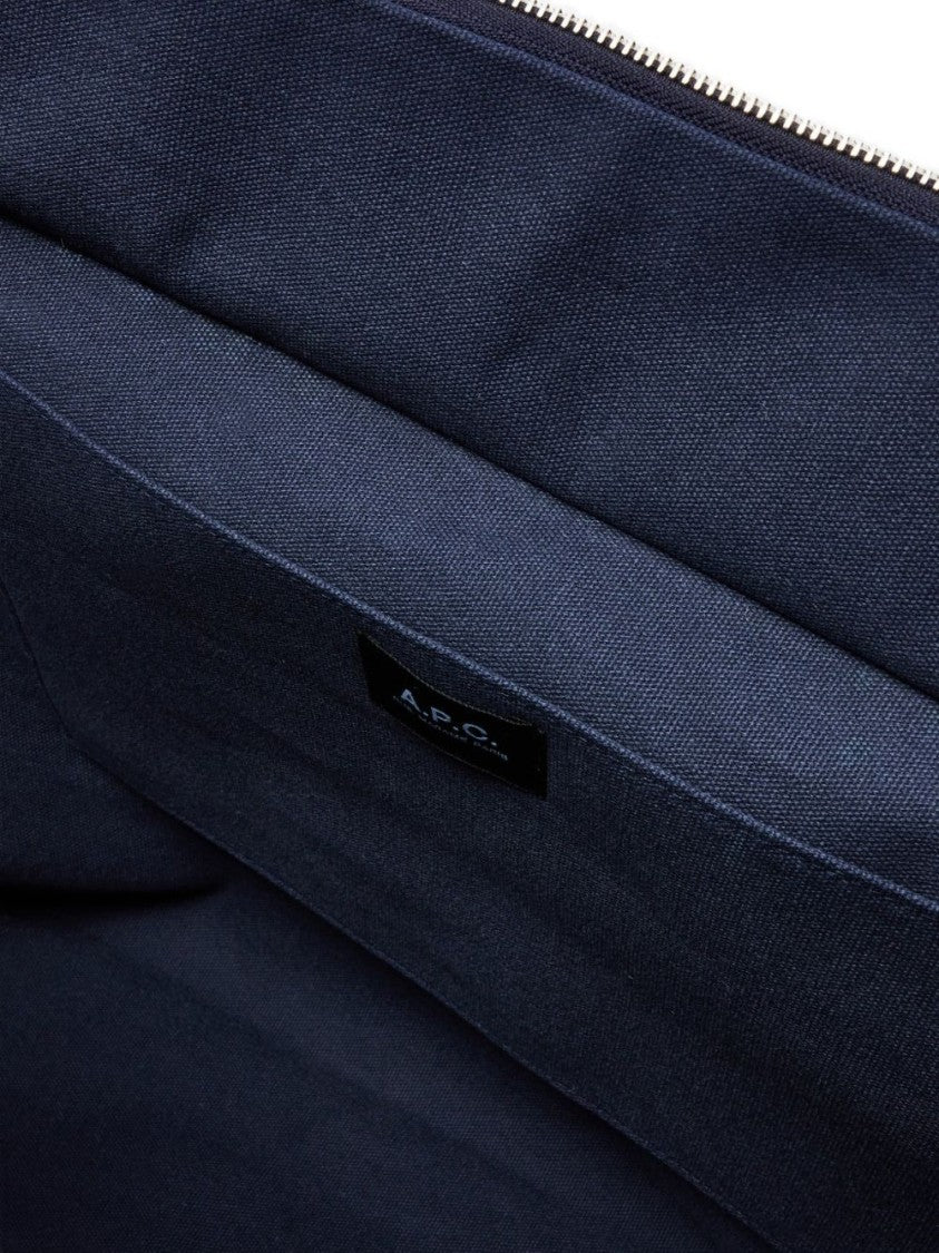 A.P.C. Blue Le Drummer Denim Logo Tote Bag