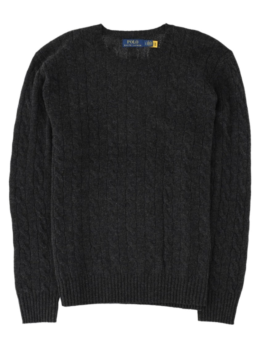Polo Ralph Lauren Black Cable-Knit Wool-Cashmere Crewneck Sweater