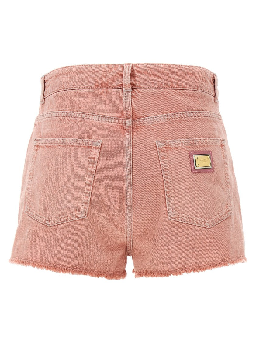 Dolce & Gabbana Garment-Dyed High Waist Denim Shorts