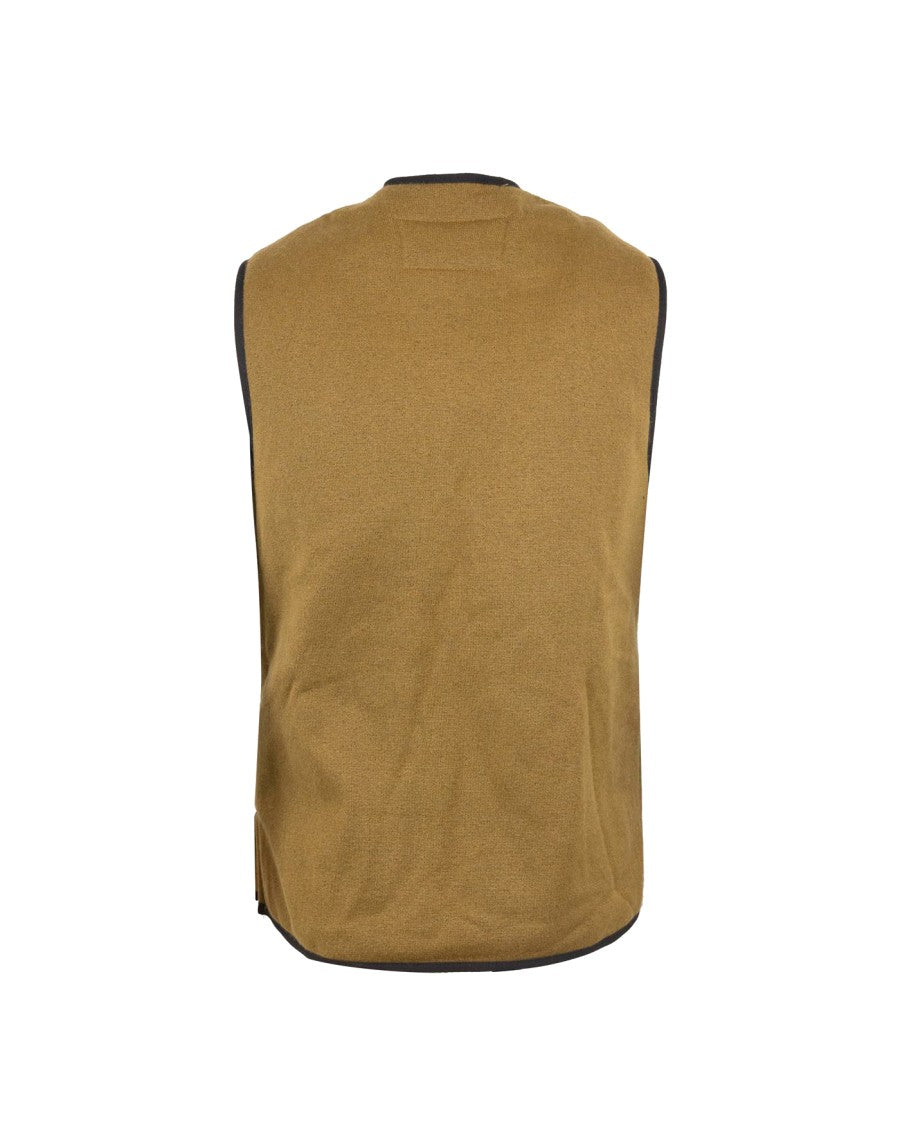 Barbour Brown Acrylic Fleece Vest With Defined Trimming