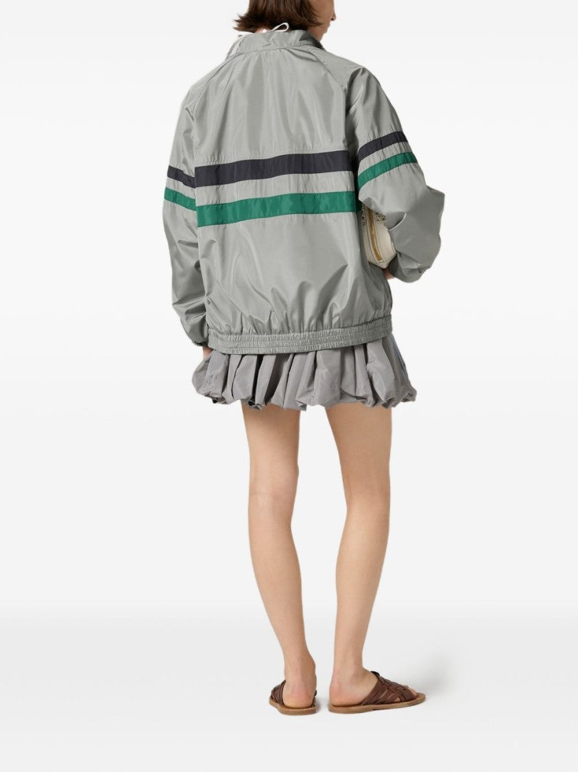 Miu Miu Black Relaxed Fit Zip-Up Stripe Jacket