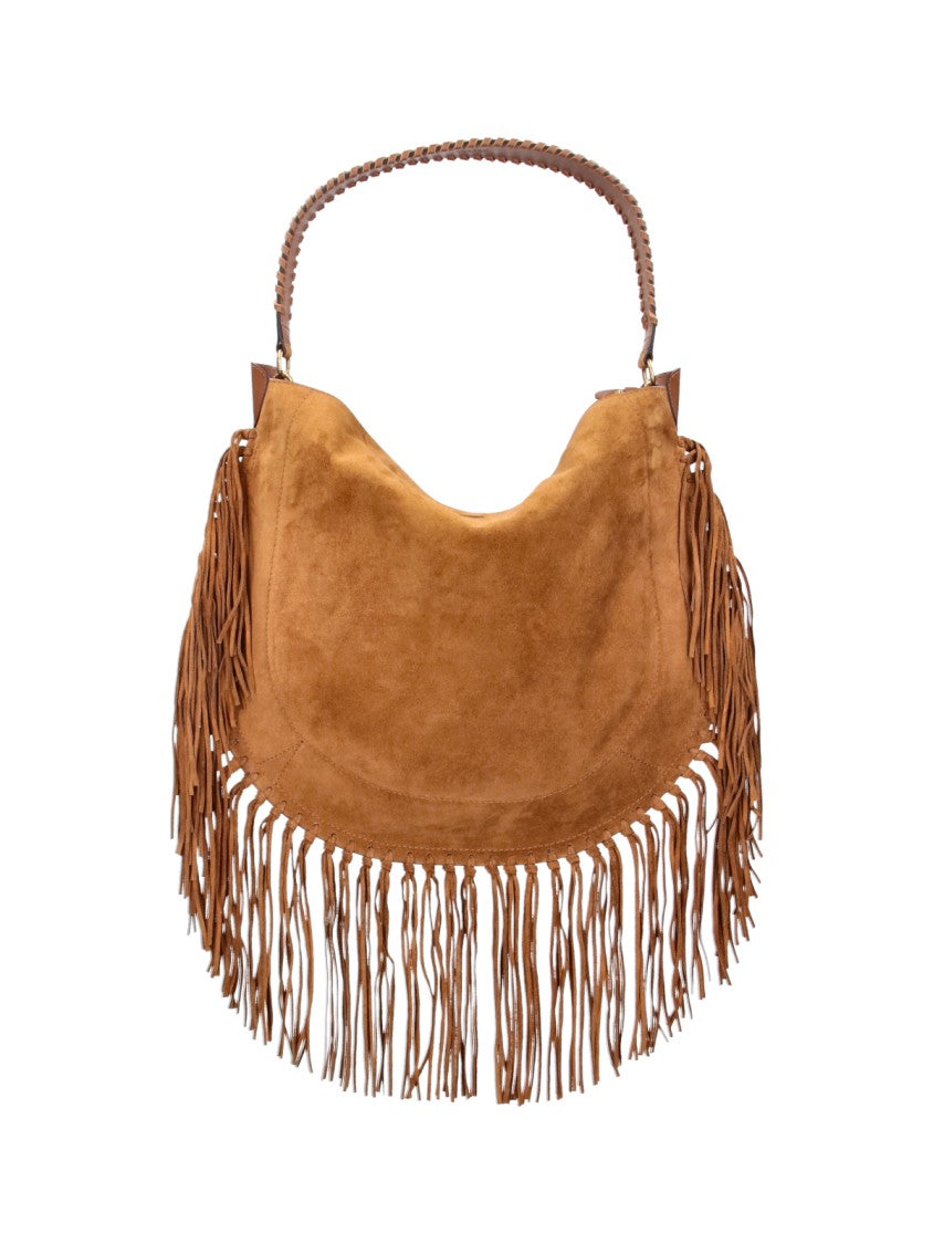 Isabel Marant Brown Oskan Soft Calf Suede Fringe Shoulder Bag