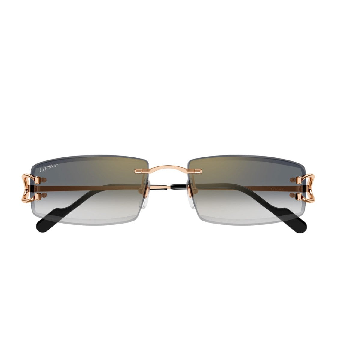 Cartier Gold Metal Frame Sunglasses With Grey Gradient Lenses