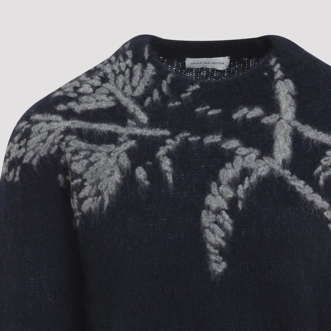 Dries Van Noten Navy Blue Alpaca Mouche Sweater