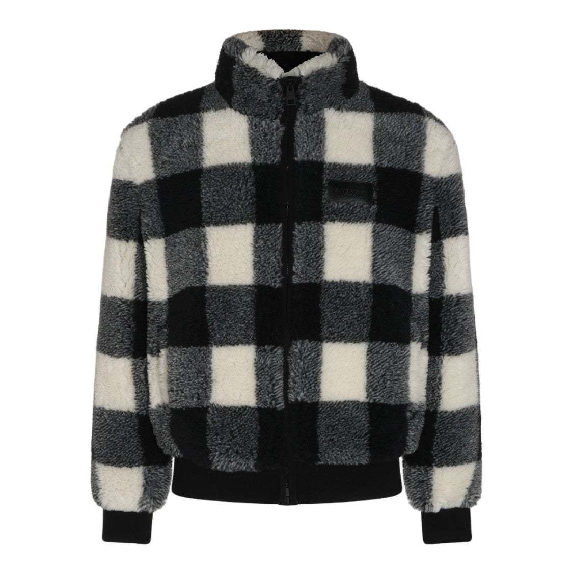 Givenchy Textured Black Checkered Casual Jacket With High Collar