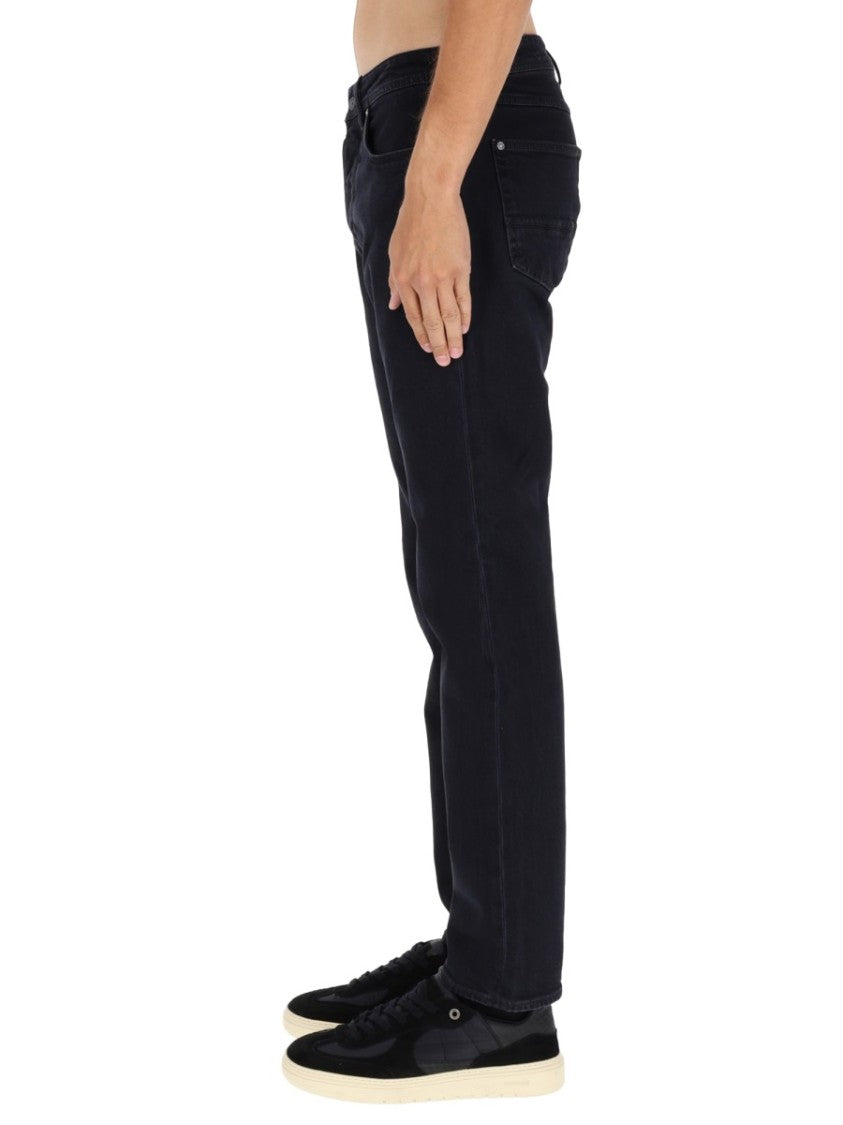 Stone Island Classic Straight-Leg Black Trousers With Button-Fly Closure