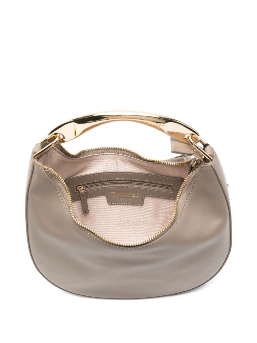 Twin-Set Structured Dove Grey Handbag With Minimalist Design