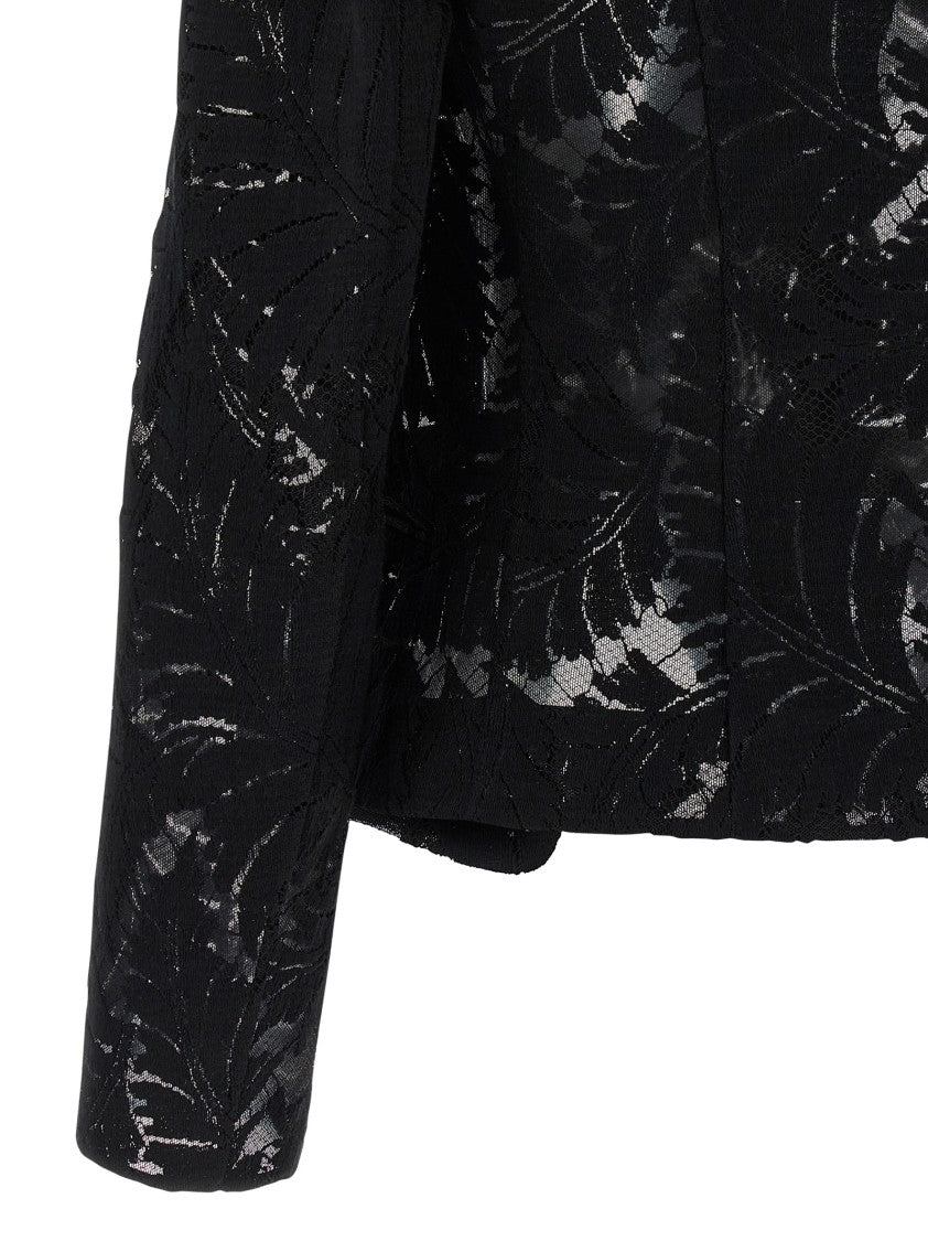 Balmain Single-Breasted Lace Blazer With Tulle Lining And Gold Button Closure