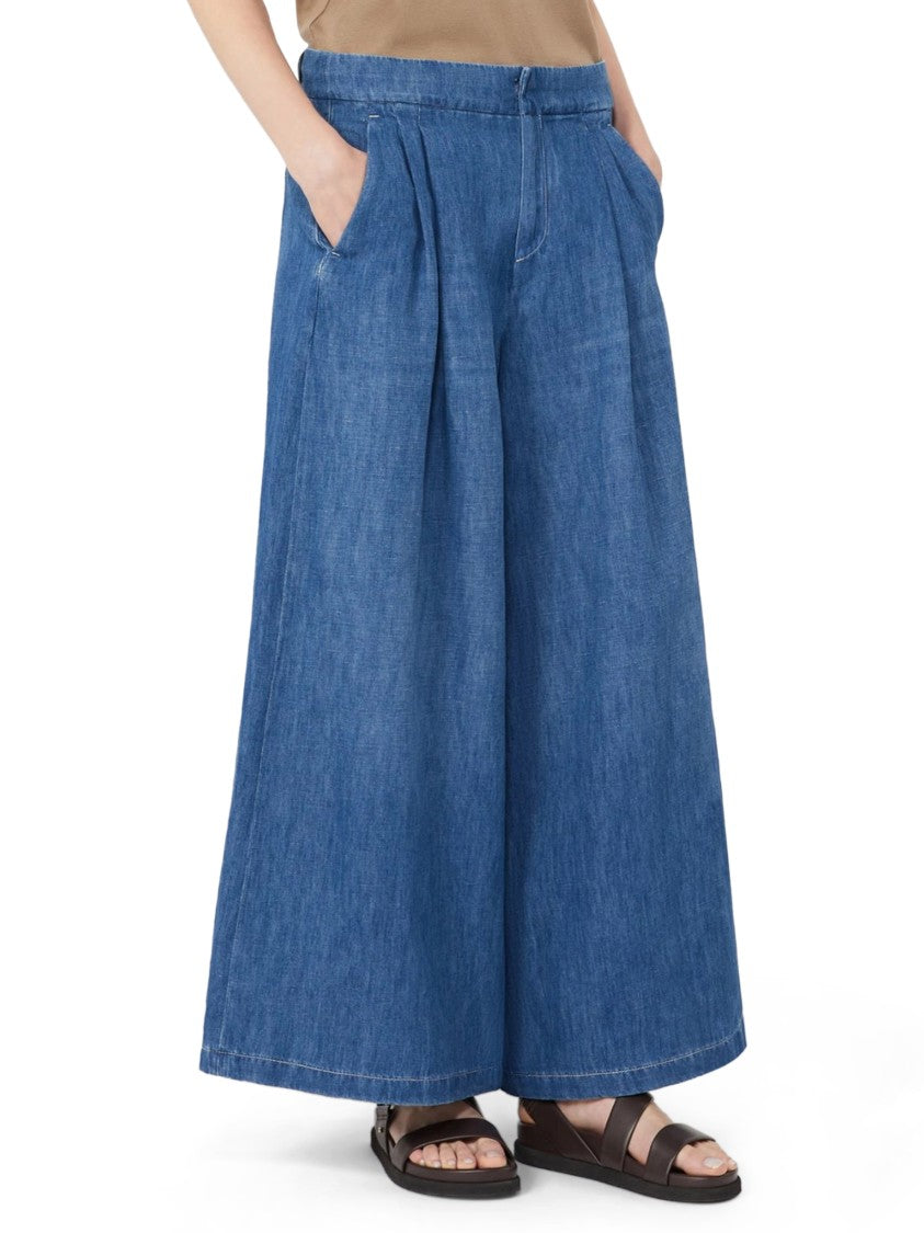 Max Mara High-Waisted Pleated Wide-Leg Denim Jeans