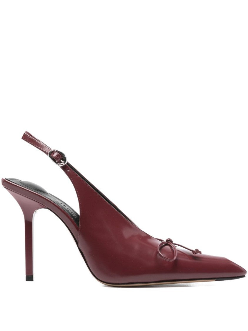Jacquemus Bordeaux Pointed-Toe Slingback Pumps With Bow Detail