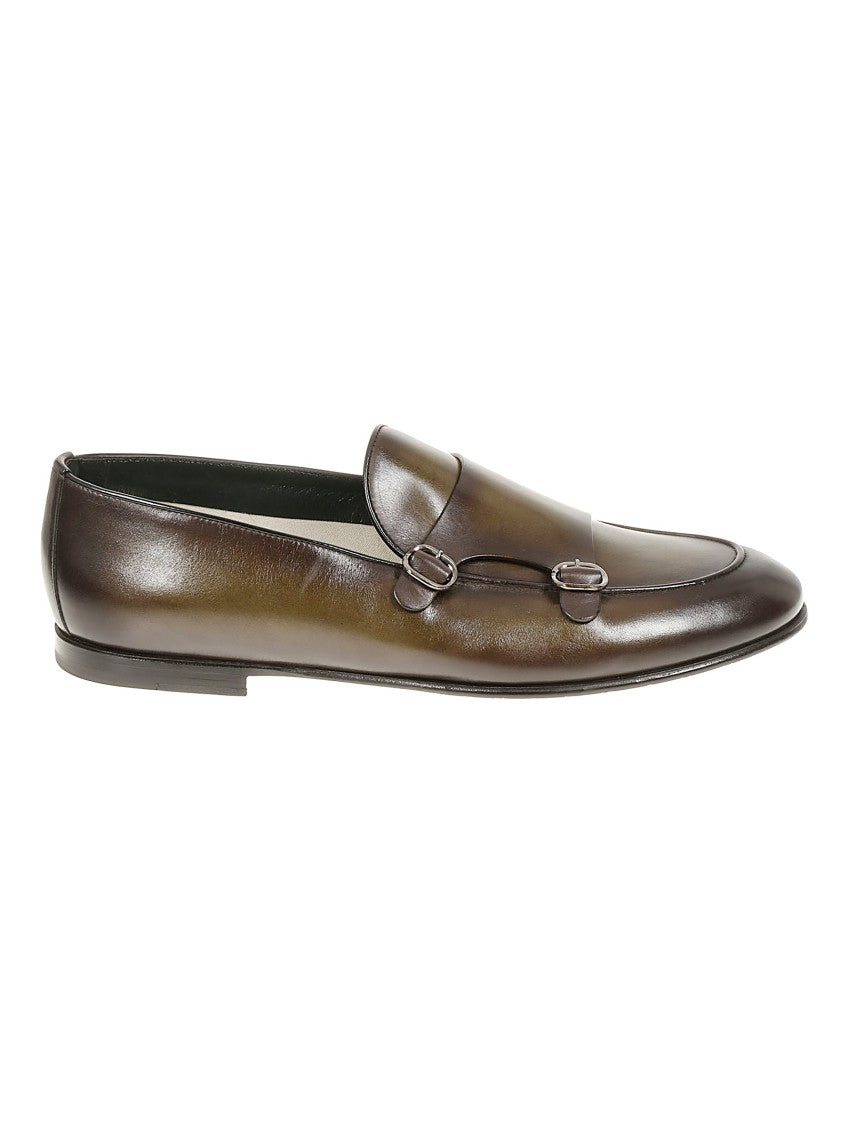 Barrett Green Leather Loafer With Decorative Buckles