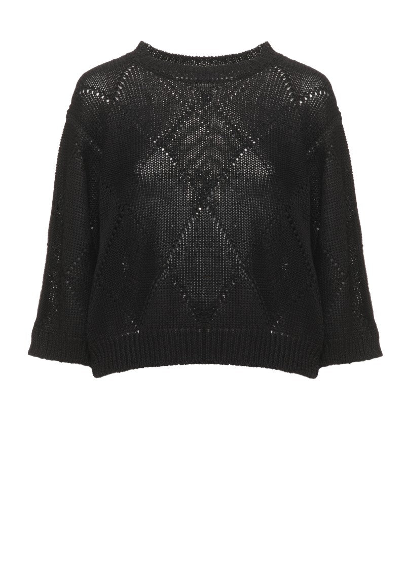 Peserico Black Sequined Linen-Cotton Sweater