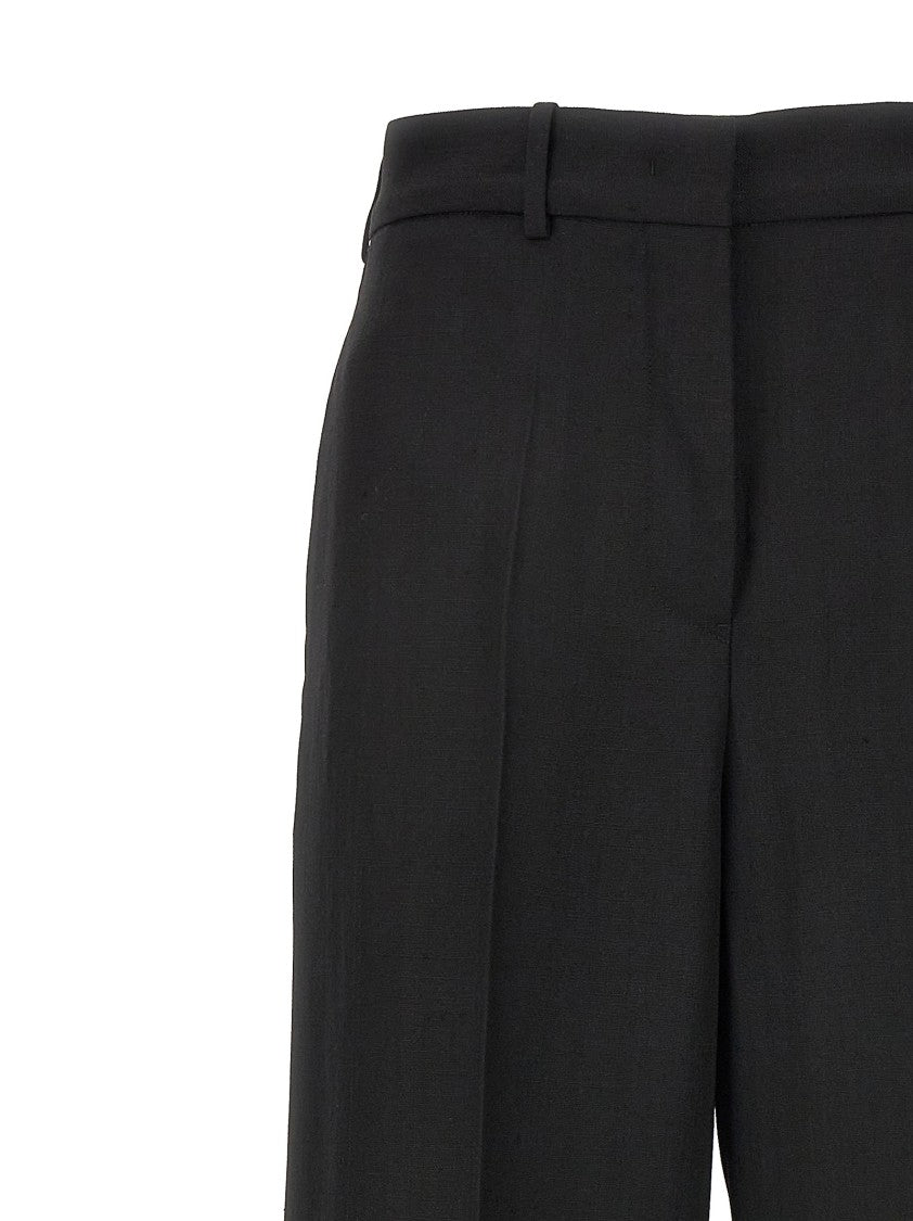 Jil Sander Wide Leg Black Trousers With Sharp Ironed Crease