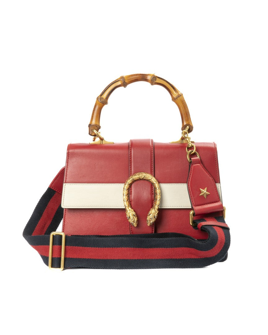Gucci Rosso Dionysus Bamboo Medium Leather Top Handle Bag
