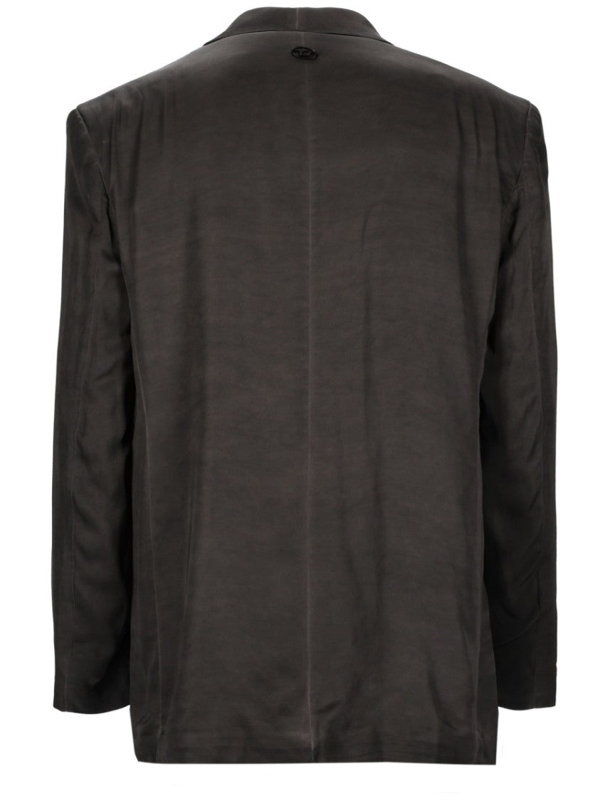 Diesel Neutrals J-Arman-Albg Double-Breasted Boxy Viscose Blazer