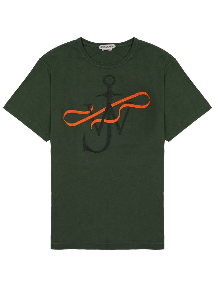 J. W. Anderson Green Graphic Logo Crewneck Cotton T-Shirt