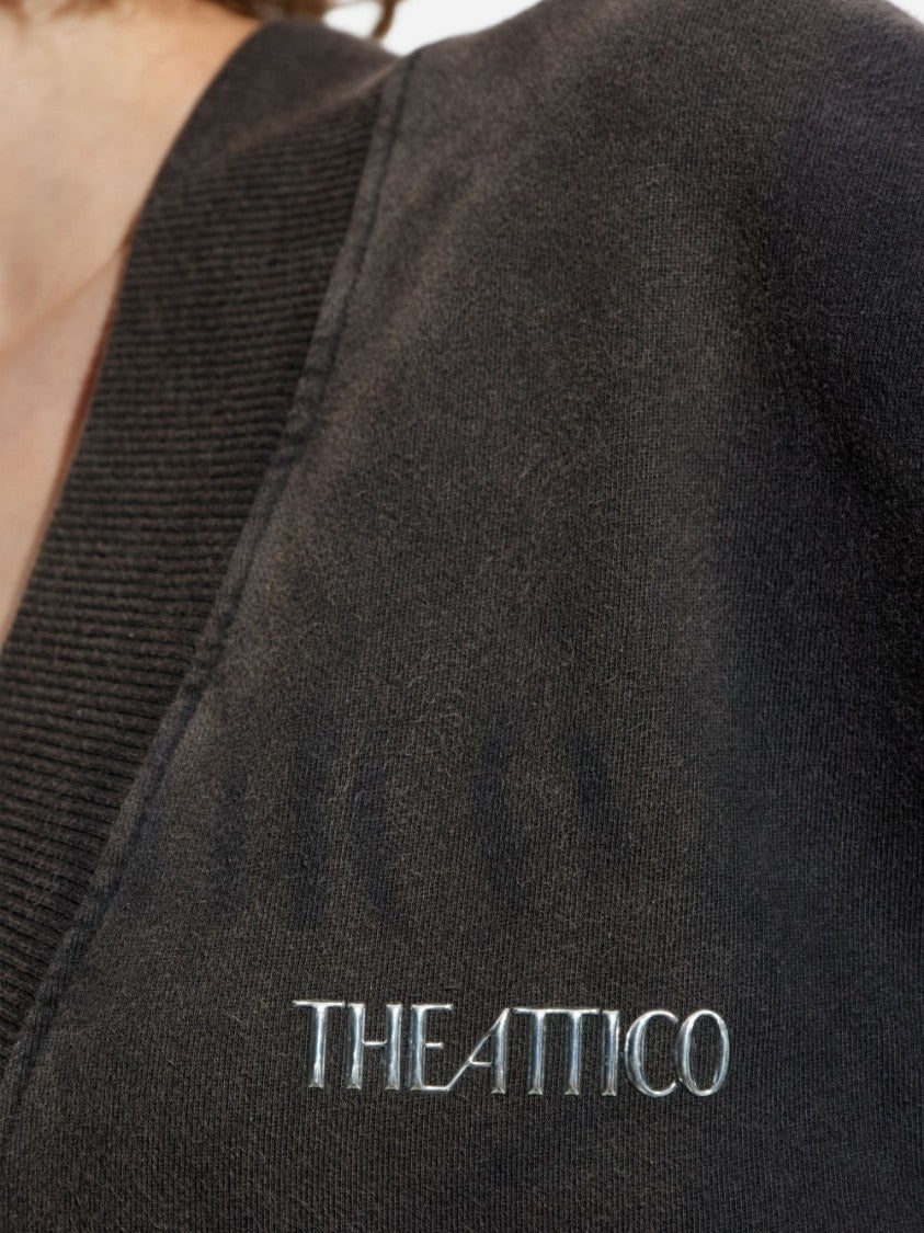 The Attico Faded Black American Fleece Midi Dress