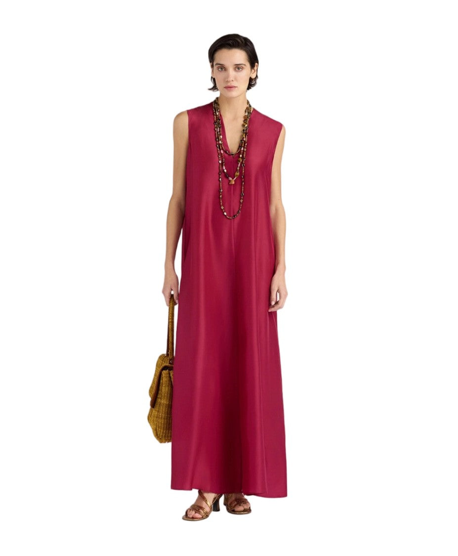 Momonì Habutai Silk Sleeveless Double Tie Sash Maxi Dress