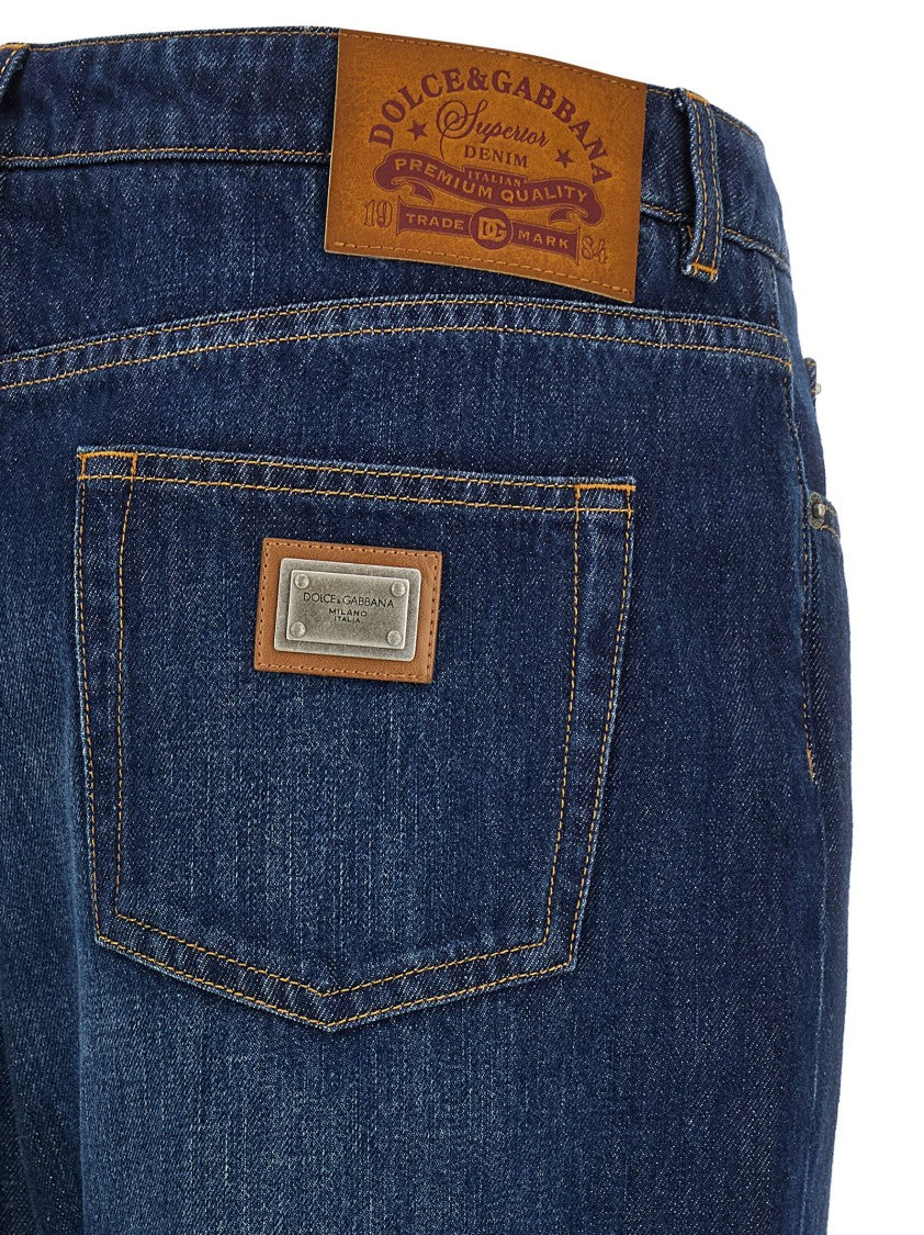 Dolce & Gabbana Stretched Pleated Trompe L'oeil Jeans