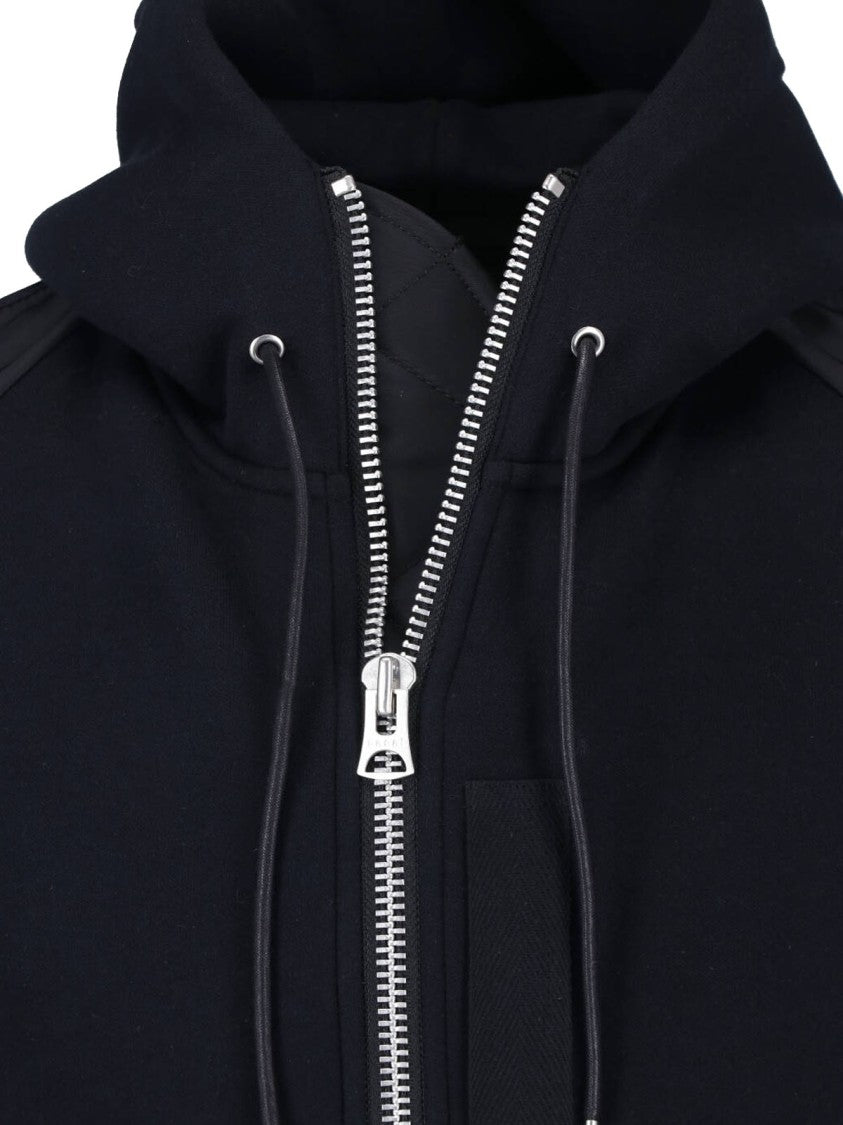 Sacai Technical Fabric Bomber Jacket With Hood And Zippered Pockets