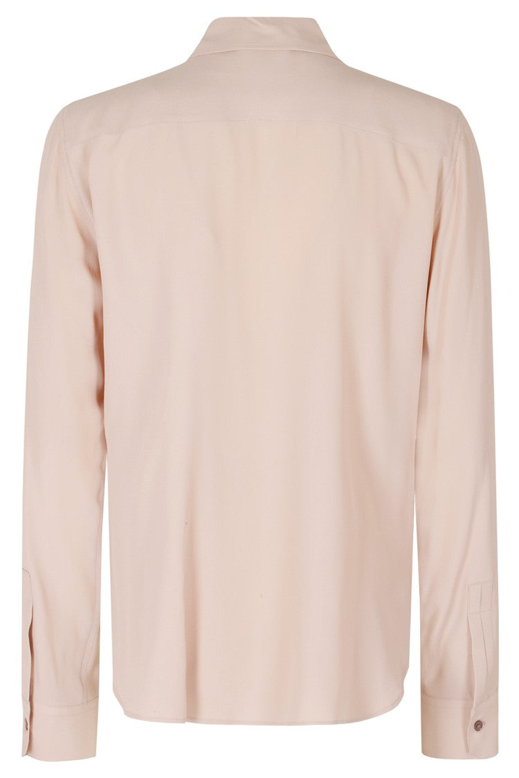 Seventy Powder Pink Classic Collar Extended Back Hem Silk Shirt