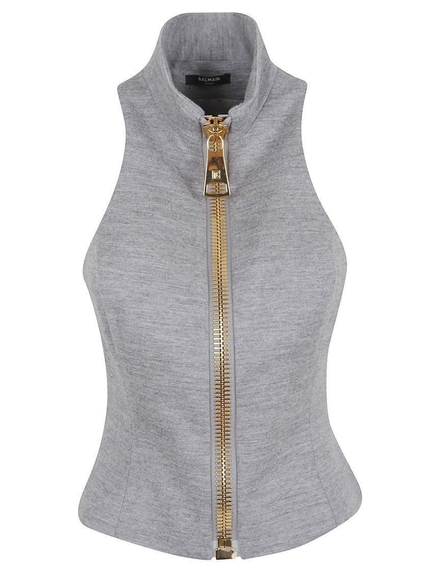 Balmain High Neck Sleeveless Top
