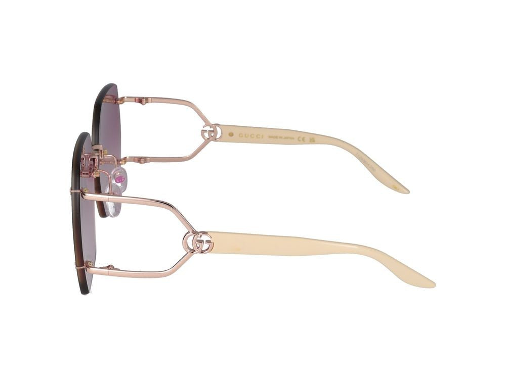 Gucci Gold Gg1562s Metal Oversized Square Sunglasses