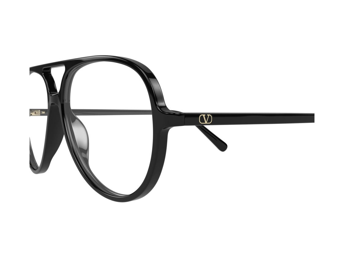 Valentino Black Vg0023o Glossy Acetate Oversized Aviator Eyeglasses