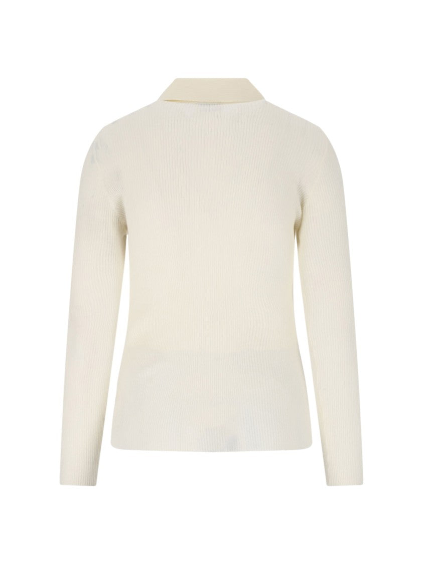 Moncler Ribbed Cotton-Blend Moncler Top With Classic Collar