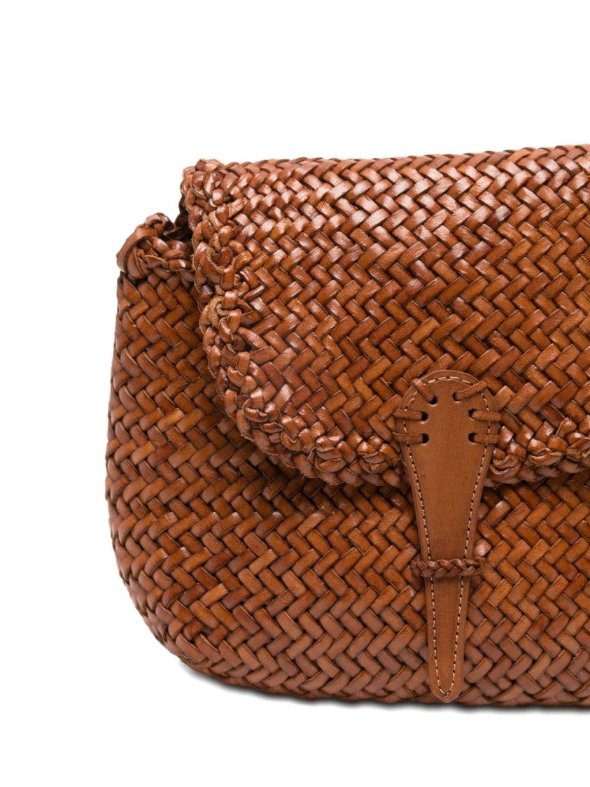Dragon Diffusion Woven Calf Leather Shoulder Bag With Flap Closure