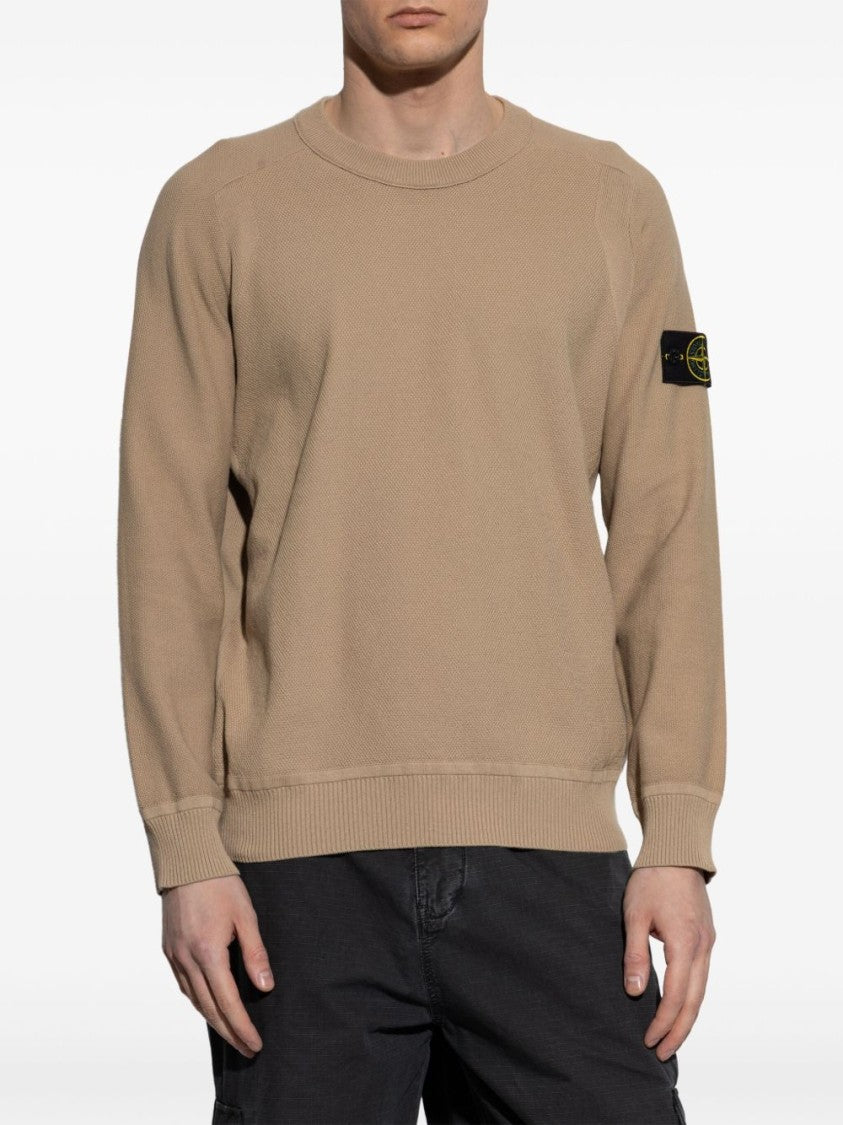 Stone Island Textured Knit Sweater With Classic Crew Neck