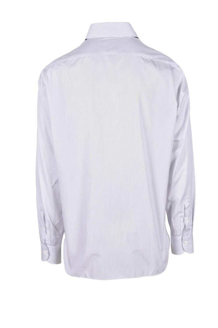 Luigi Borrelli Napoli Pointed Collar White Cotton Formal Shirt