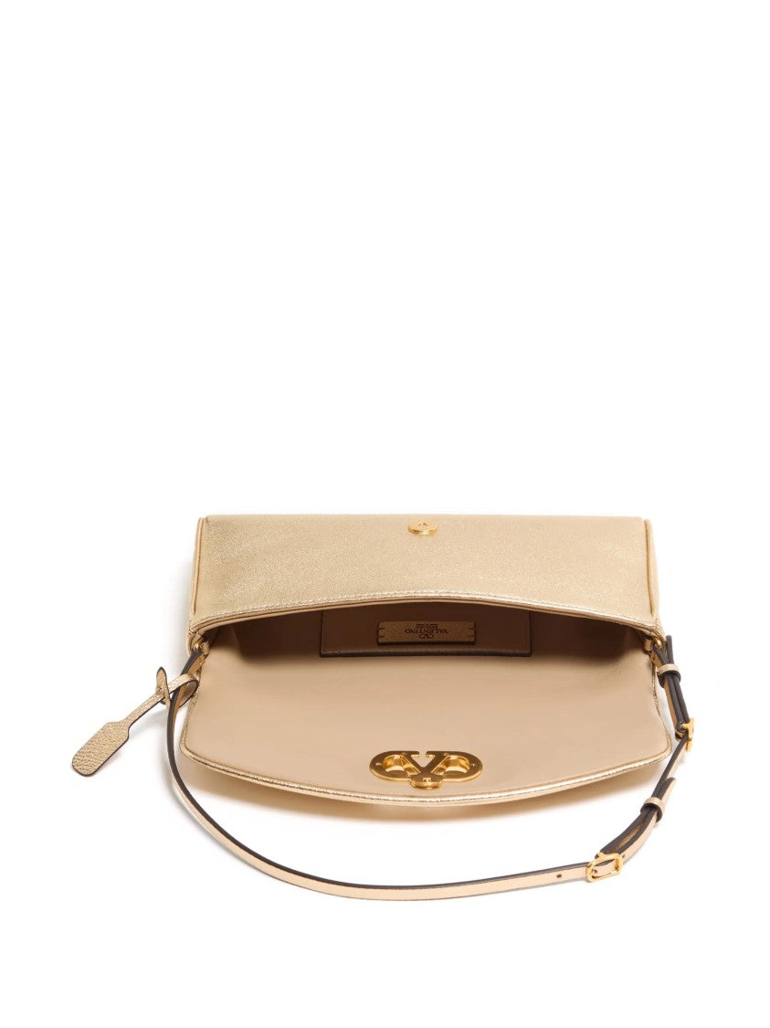 Valentino Rectangular Nappa Leather Shoulder Bag With Metal Logo