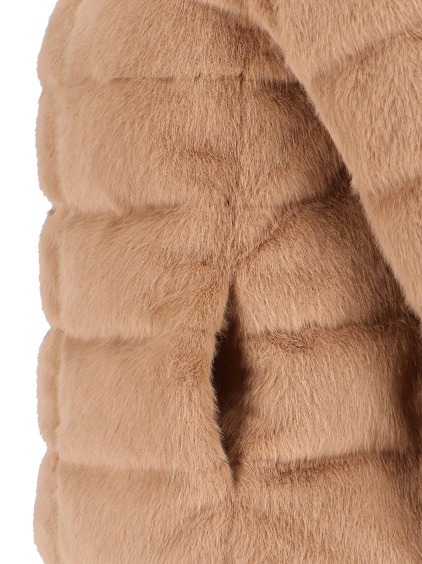 Herno Brown Quilted Faux Fur Herno Overcoat