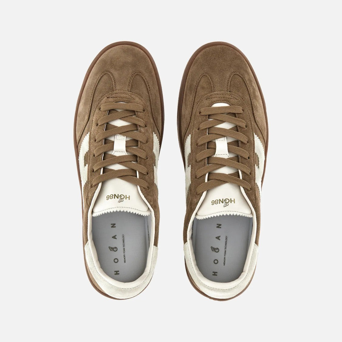 Hogan Lace-Up Brown Sneakers With Contrasting White Accents