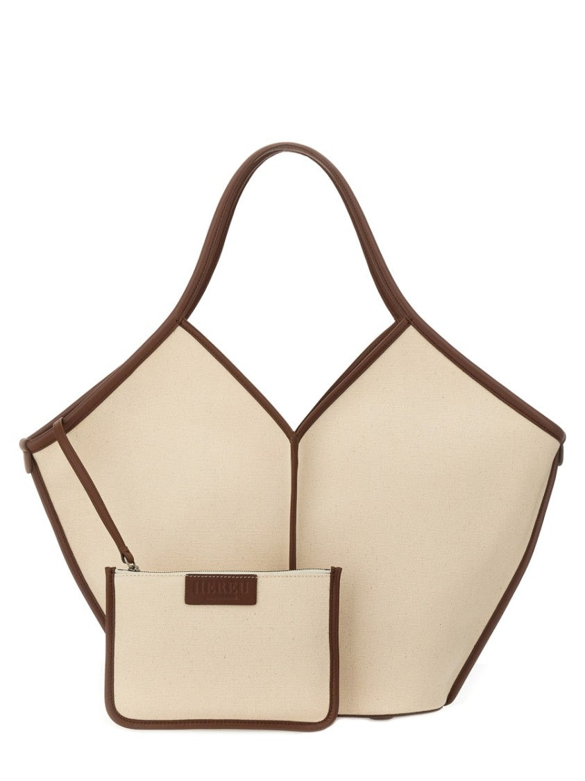 Hereu Neutrals Calella Geometric Cotton Tote Bag
