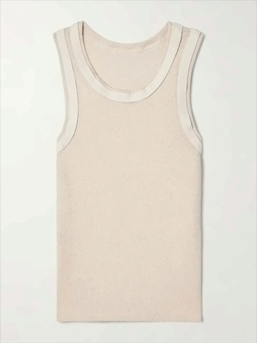 Baserange Sleeveless Ribbed Tank Top With Contrasting Trim