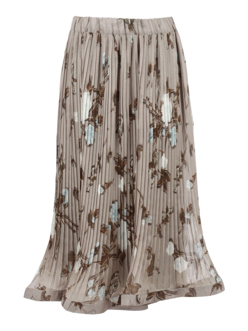 P.A.R.O.S.H. Pleated Floral Skirt With Elasticated Waistband