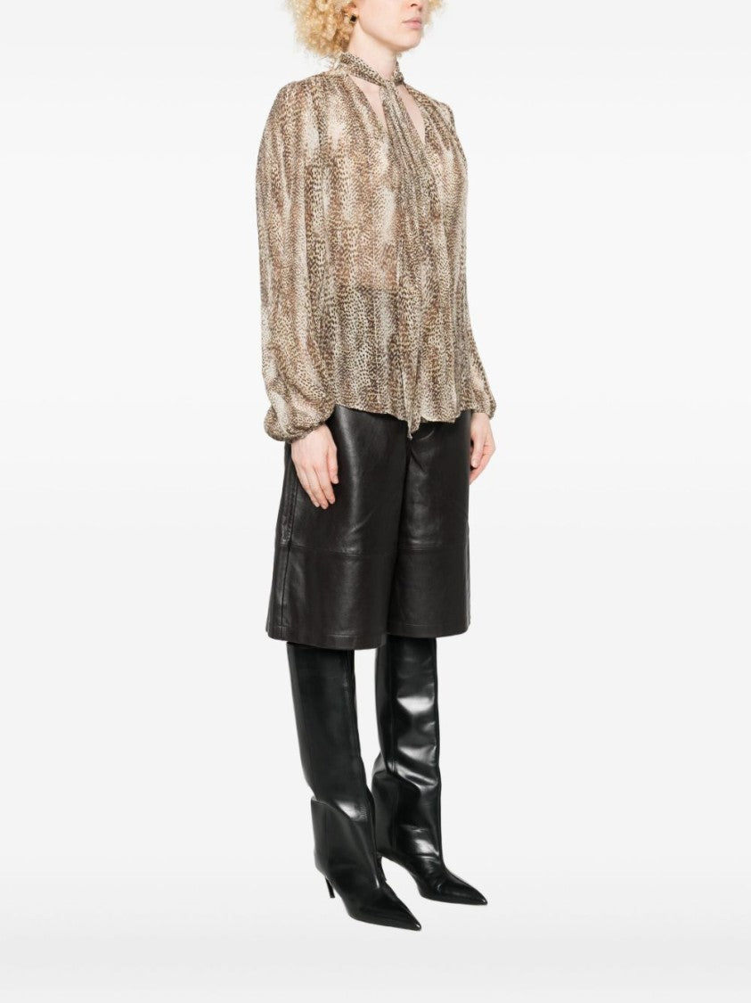 Twin-Set Flowing Blouse With High Neckline