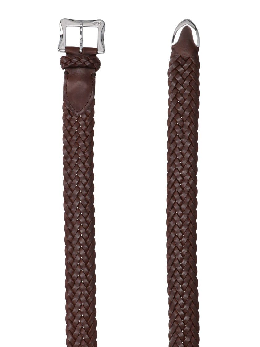 J&M Davidson Brown Braided Calf Leather Belt